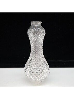 Vintage Antique Crystal Lamp Spacer Diamond Pattern Hourglass Shape 5"